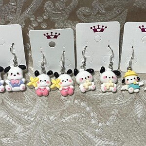 Kawaii Character Earrings, White Puppy Earrings, Cartoon Puppy Earrings, Animal Earrings, Cute Earrings Anime Dog Earrings 1 Set