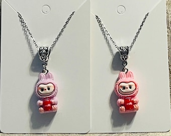 Funny Smiling Elf Demon Necklace, Monster Necklace, Silver Necklace, Pendant Necklace - 1PC