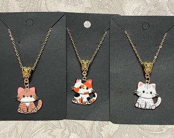 Kawaii Kitty Necklace, Adorable Animal Necklace, Cat Necklace, Pendant Necklace - 1PC