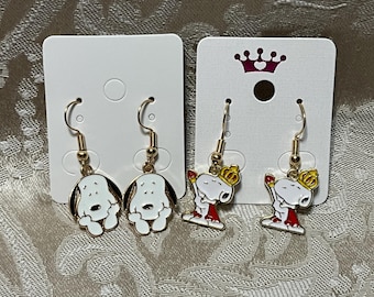 Cartoon Snoop Dog Earrings, Dog Fun Earrings, Wood Bird Holiday Earrings, Gold Dangle Earrings