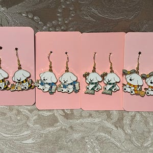 Cartoonhondoorbellen, oorbellen tovenaarkat, leuke Harry Potter-oorbellen, vakantieoorbellen, gouden hangoorbellen