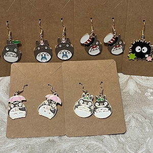 Cartoon My Neighbor Earrings, Forest Spirit Earrings, Gold Dangle Earrings, Anime Earrings - 1 Pair