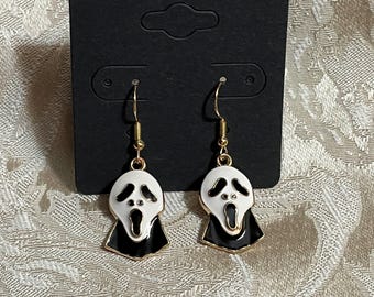 Kawaii Halloween Earrings, Ghost Earrings, Spooky Fun Earrings, Horror Movie Earrings, Gold Earrings, Cartoon Ghost Earrings