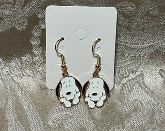 Cartoon Snoop Dog Earrings, Dog Fun Earrings, Cool Snoop Gold Dangle Earrings, snoop dog lover earrings gift