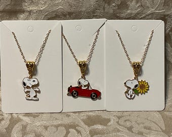 Cartoon Snoop Dog Necklace, Dog Fun Necklace, Wood Bird Holiday Necklace, Cute Dog, Yellow Bird Gold Necklace