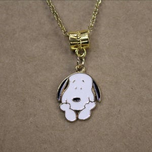 Cartoon Snoop Dog Necklace, Dog Fun Necklace, Wood Bird Holiday Necklace, Cute Dog, Yellow Bird Gold Necklace