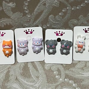 Kawaii dierenoorbellen, konijnenoorbellen, cartoonoorbellen, beestjesoorbellen, schattige oorbellen, oorstekers - 1 paar