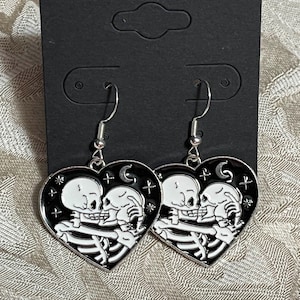 Adorable Skeleton Trick Treat, White Ghost Cute Earrings, Halloween, Cartoon Ghost Spooky Fun Earrings, Silver/Gold Earrings