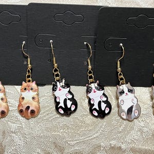 Kitty Ohrringe, Katzen Ohrringe, Kawaii Tier Gold Ohrhänger - 1 Paar