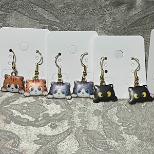 Kitty Ohrringe, Katzen Ohrringe, Kawaii Tier Gold Ohrhänger - 1 Paar