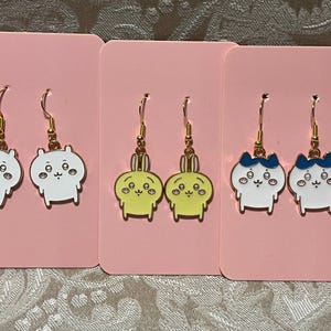 Cartoon Anime Earrings, Chiika Earrings, Gold Dangle Earrings, Japanese Manga Earrings - 1 Pair