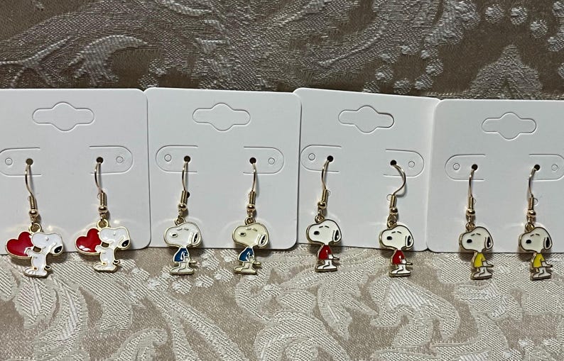 Cartoon Snoop Dog Earrings, Dog Fun Earrings,Wood Bird Gold Dangle Earrings, Christmas Earrings, Holiday Earrings - 1 Pair image 1