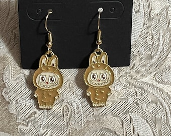 Cartoon Monster Earrings, Smile Monster Earrings, Fun Earrings, Gold Dangle Earrings, Teen Gift Anime Fan