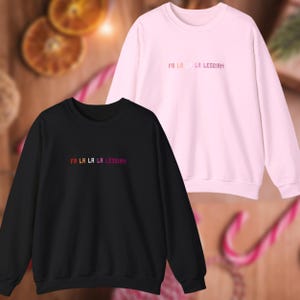 Fa La La La Lesbian Christmas Jumper - Minimalist Lesbian Flag Colors Queer Christmas Make The Yuletide Gay - Unisex Crewneck Sweatshirt