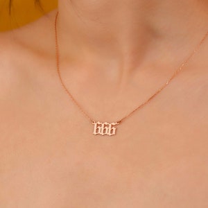 Dainty Gold Angel Number Necklace, 111, 222, 333, 444, 555, 666, 777, 888, Lucky Date Necklace, Custom Number Year Necklace, Number Necklace