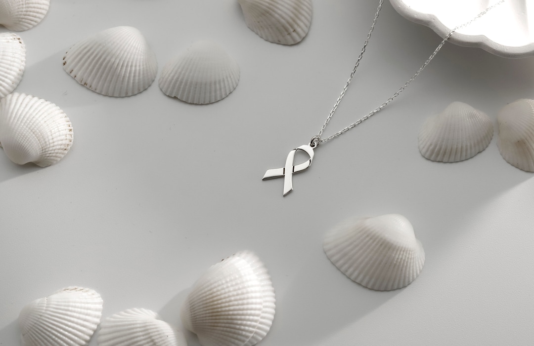 Dainty 10K Gold Ribbon Necklace: Awareness Survivor Jewelry - Etsy