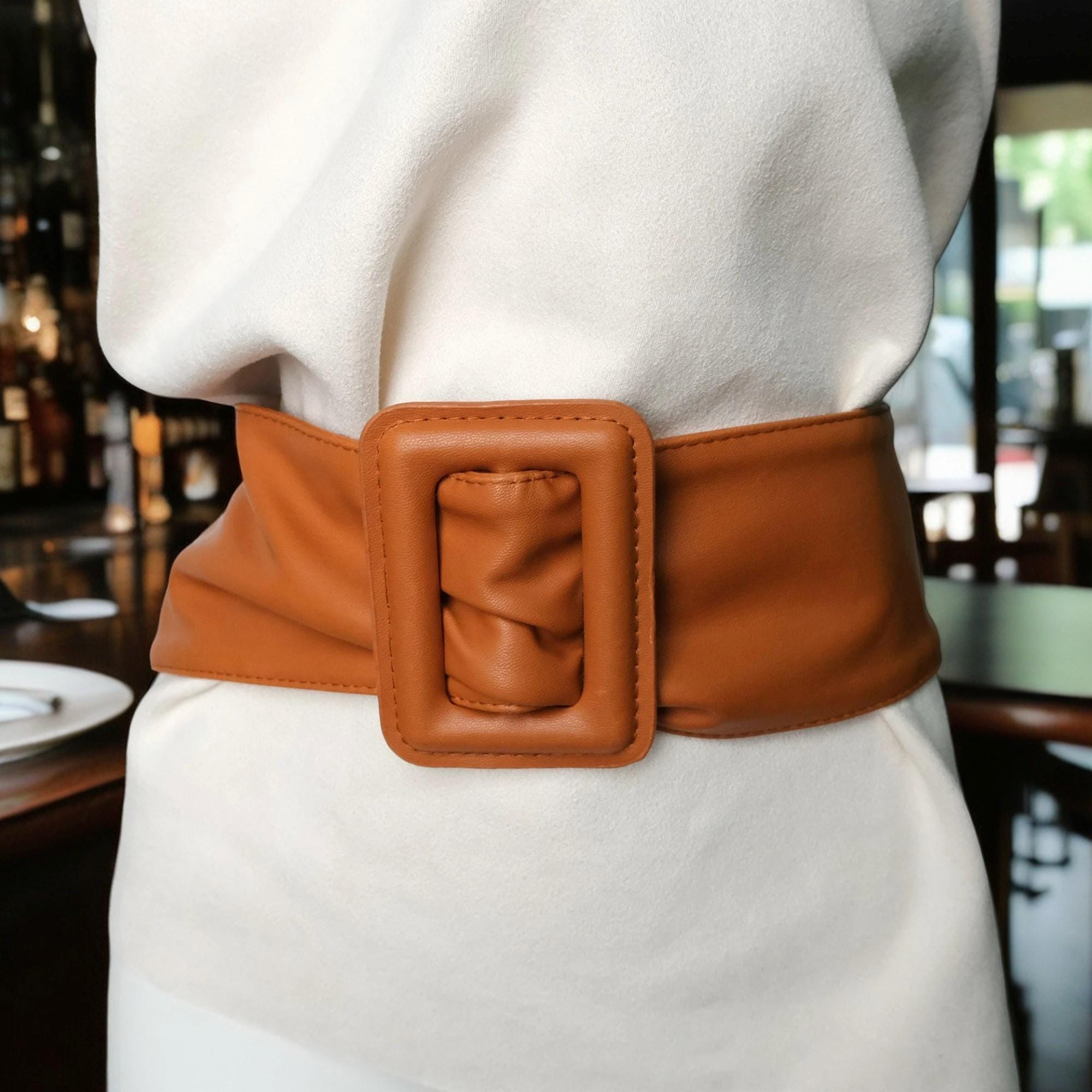Leather Wide Belt, Buckle Belt, Wide Waist Cincher, Skirt