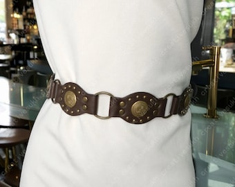 Western Genuine Distressed Leather belt w. Round conchos LADIES WESTERN ROUND CONCHO BLACK LEATHER BELT  main image 2
