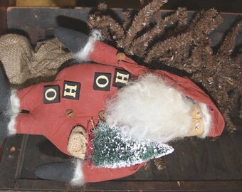 Primitive Santa Pattern  Ho Ho Santa Folk Art Holiday  Christmas