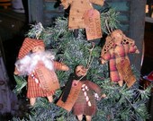 Primitive Christmas Ornie Pattern Holiday Ornaments Simple Ornies Snowman Santa Angel