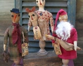Primitive Christmas Pattern Holiday Ornies Simple Make Do 39 s Santa Snowman Raggedy Ann Goose Folk Art Let It Snow