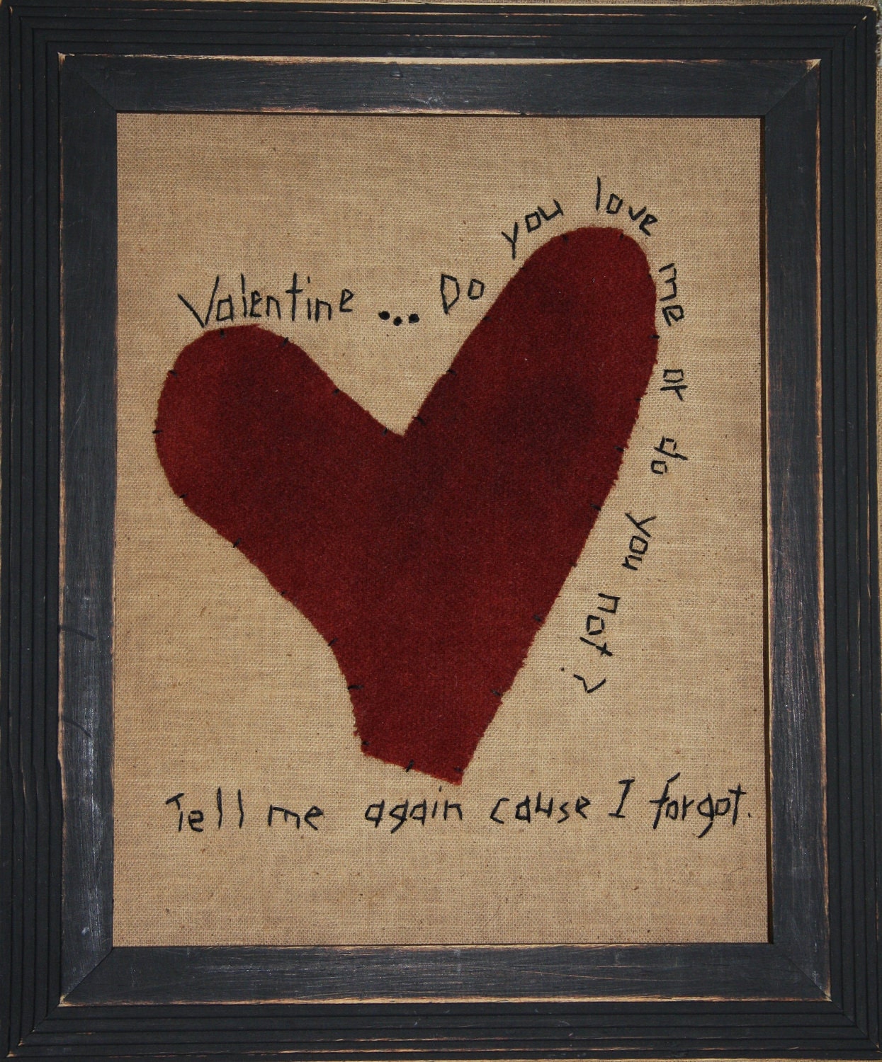 Primitive Valentines Day E PATTERN Folk Art Stitched Sampler OFG Team
