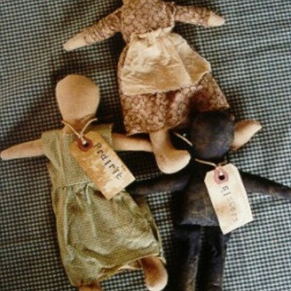 Primitive Doll Digital E Pattern Folk Art Prairie Sisters OFG Teams