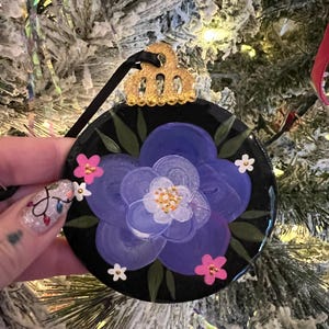 Purple and Pink Flower Christmas Ornament