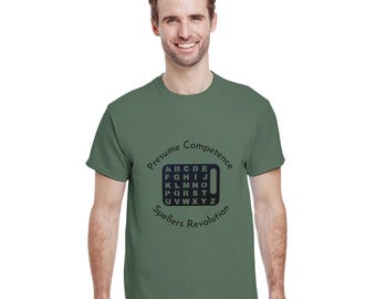 Proud Speller Dad T-Shirt: Presume Competence Letterboard Tee