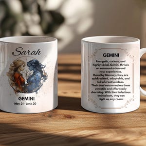 Gemini Personalized Astrology Gift | Horoscope Tea Mug Gift | Custom Astrology Gift |  Celestial Birthday Present | Astrology |Birthday Gift