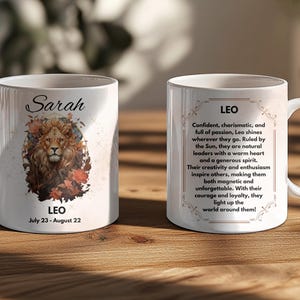 Leo Personalized Astrology Gift | Horoscope Tea Mug Gift | Custom Astrology Gift |  Celestial Birthday Present | Astrology | Birthday Gift