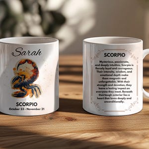 Scorpio Personalized Astrology Gift | Horoscope Tea Mug Gift | Custom Astrology Gift |  Celestial Birthday Present | Astrology Birthday Gift
