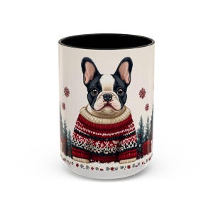 Christmas Dog Coffee Mug, 11oz & 15oz | Festive French Bulldogs  Labradors Mug | Holiday Drinkware, Gift for Dog Lovers, Pet Owners | Cute