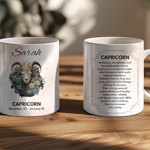Capricorn Personalized Astrology Gift | Horoscope Tea Mug Gift | Custom Astrology Gift |  Celestial Birthday Present | Astrology Birthday