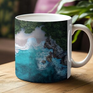 Tropical Beach Coffee Mug: Ocean View Ceramic Mug