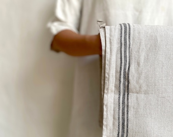 grain sac linen tea towel with stripe