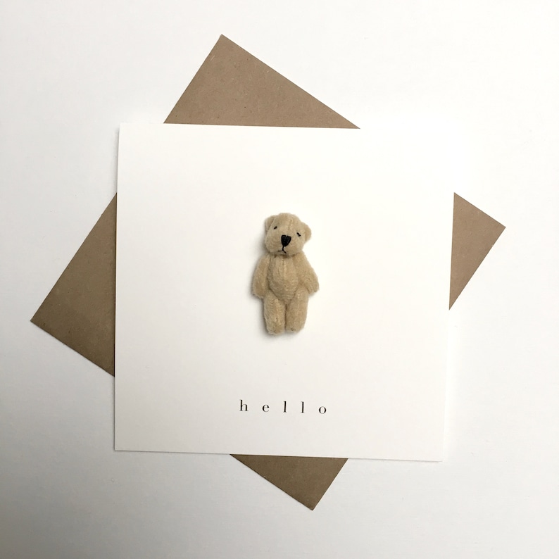 bear card with 'hello' beige bear