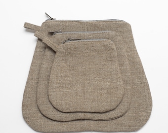 mini linen pouches (dark linen)