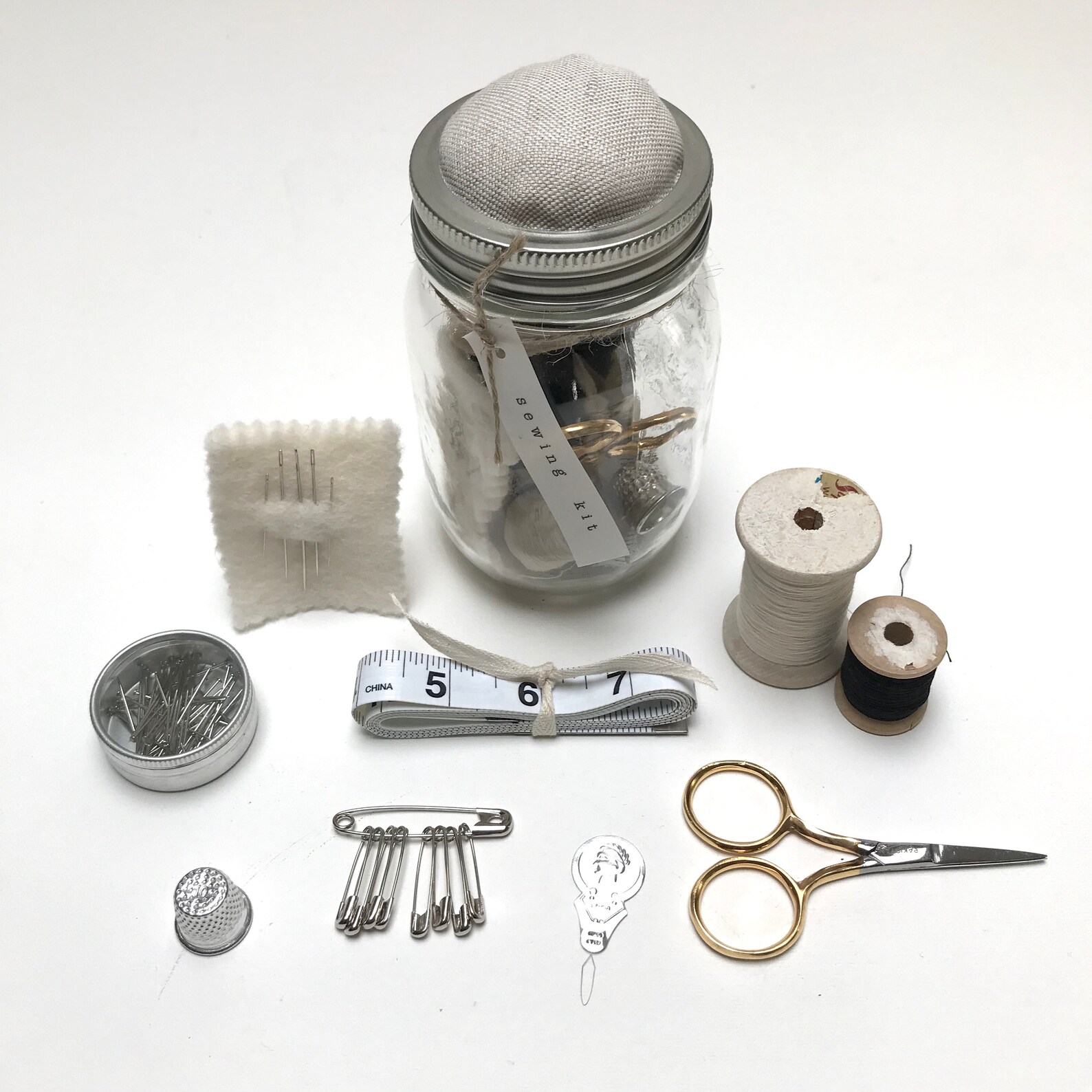 Sewing kit in mason jar Etsy