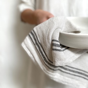 grain sac linen tea towel with stripe image 7