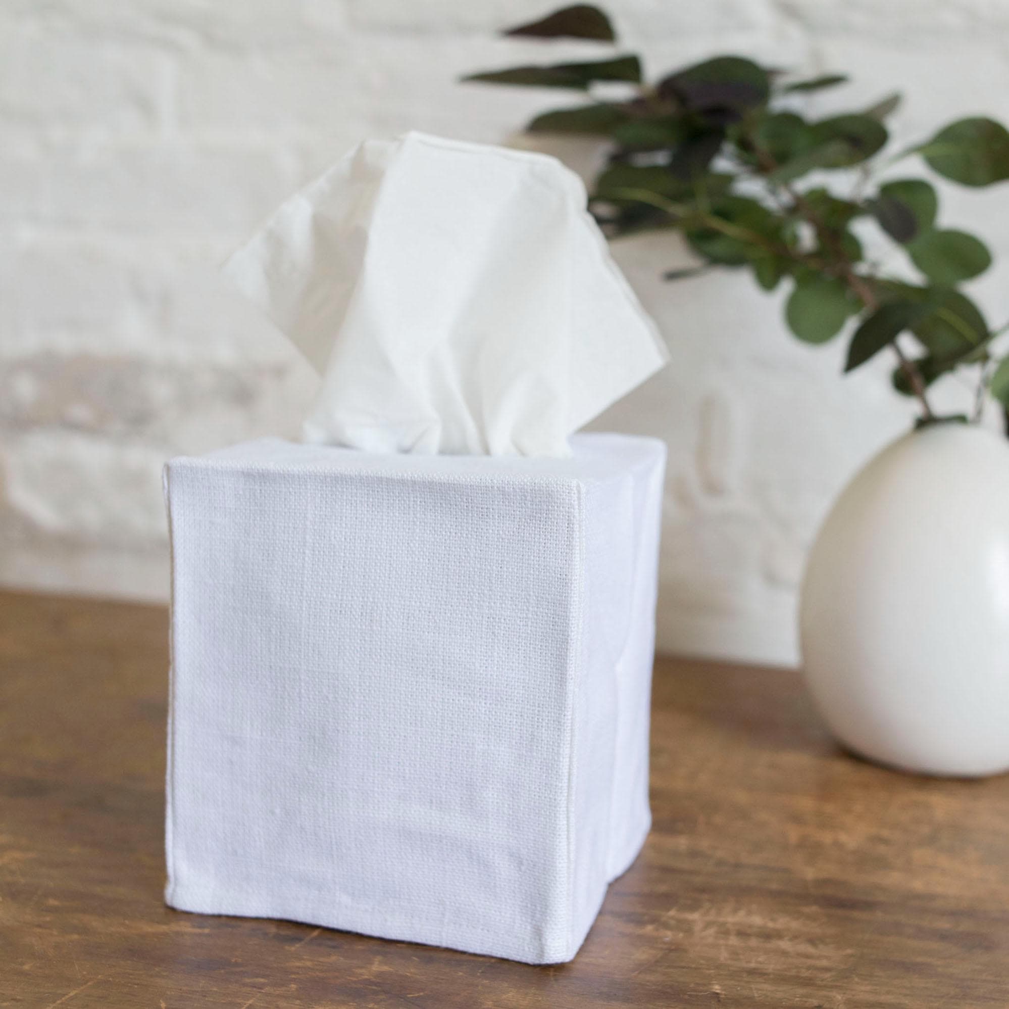 quadratischer Taschentuchbox-Bezug aus Leinen, 100 % gewebtes Leinen mit Futter aus Baumwollmusselin – in Schwarz, Weiß, Grau, Haferflocken oder dunklem Leinen