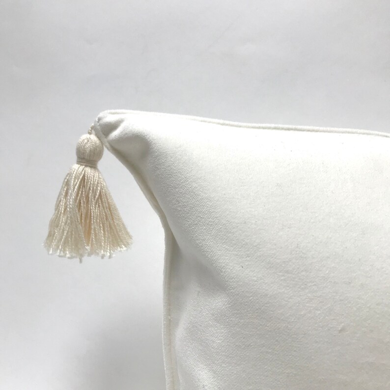 Velvet pillow with tassels white Etsy