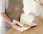 full linen apron with embroidery