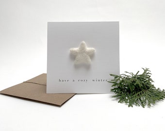 cozy winter cards with felt stars (set of 2)