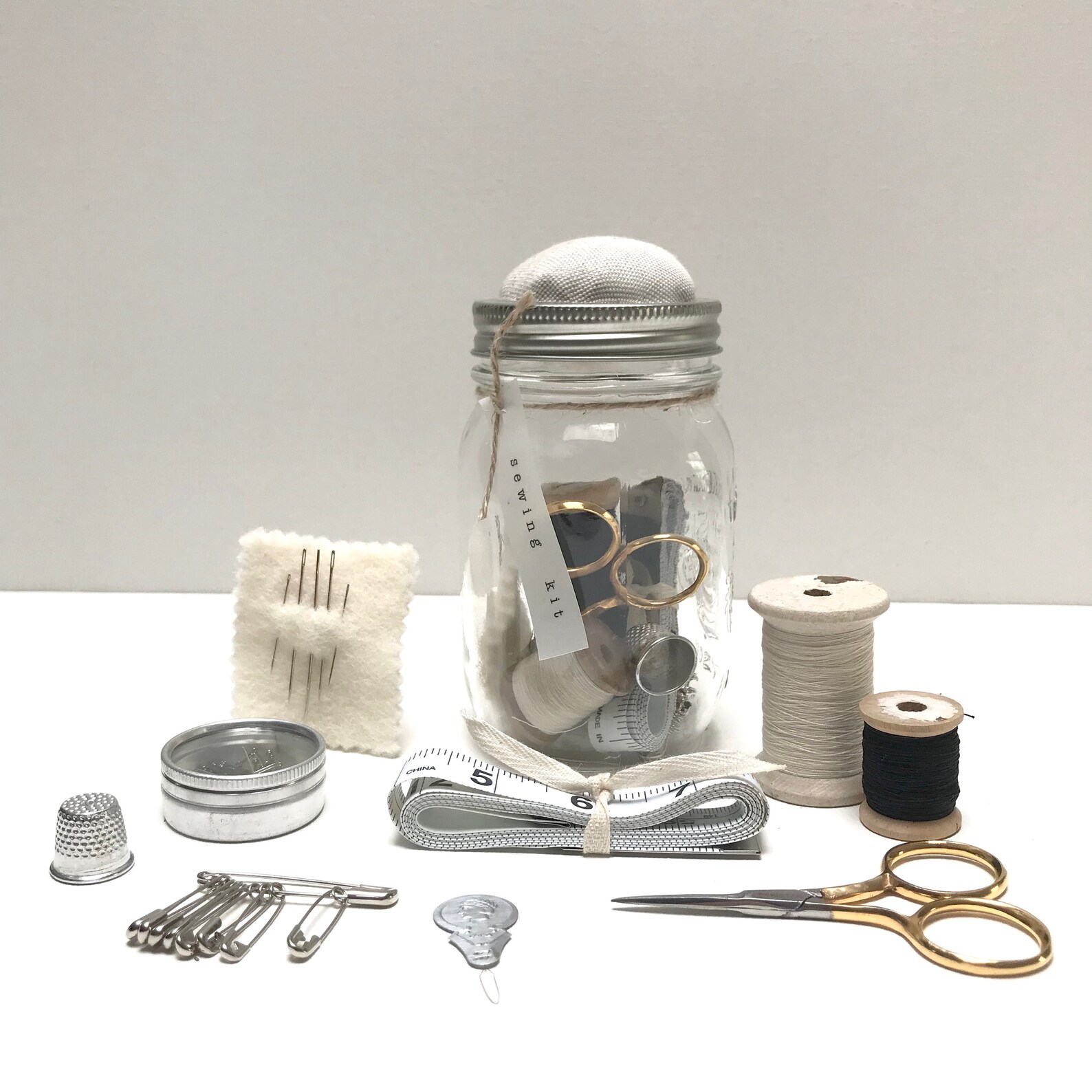 Sewing kit in mason jar Etsy