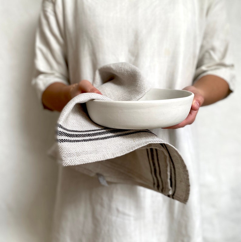 grain sac linen tea towel with stripe image 3