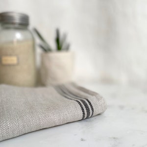 grain sac linen tea towel with stripe image 6