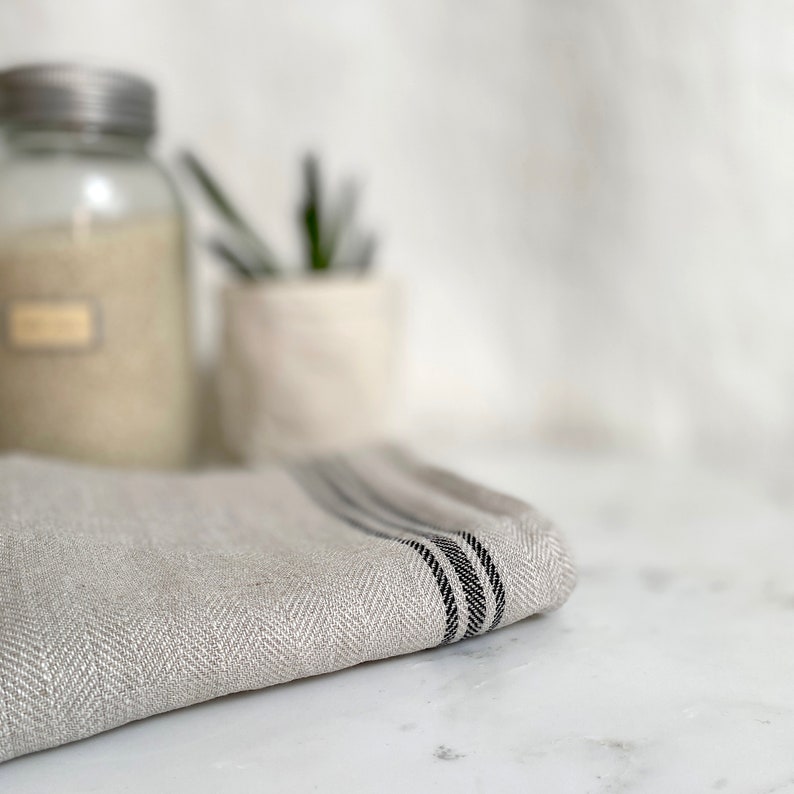 grain sac linen tea towel with stripe image 6