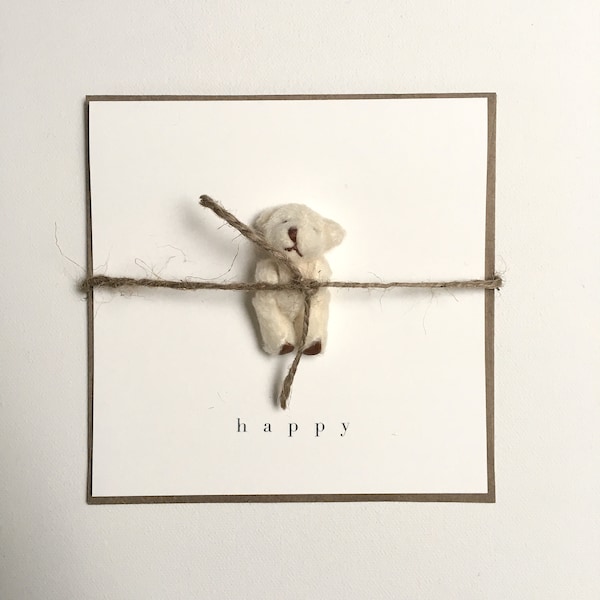 bear card with 'happy'
