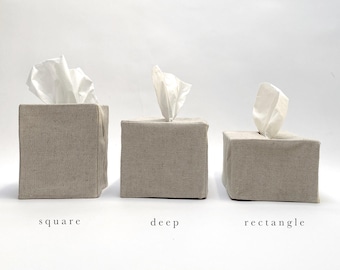 Handmade Linen Tissue Box Cover - Square, Rectangular, Deep